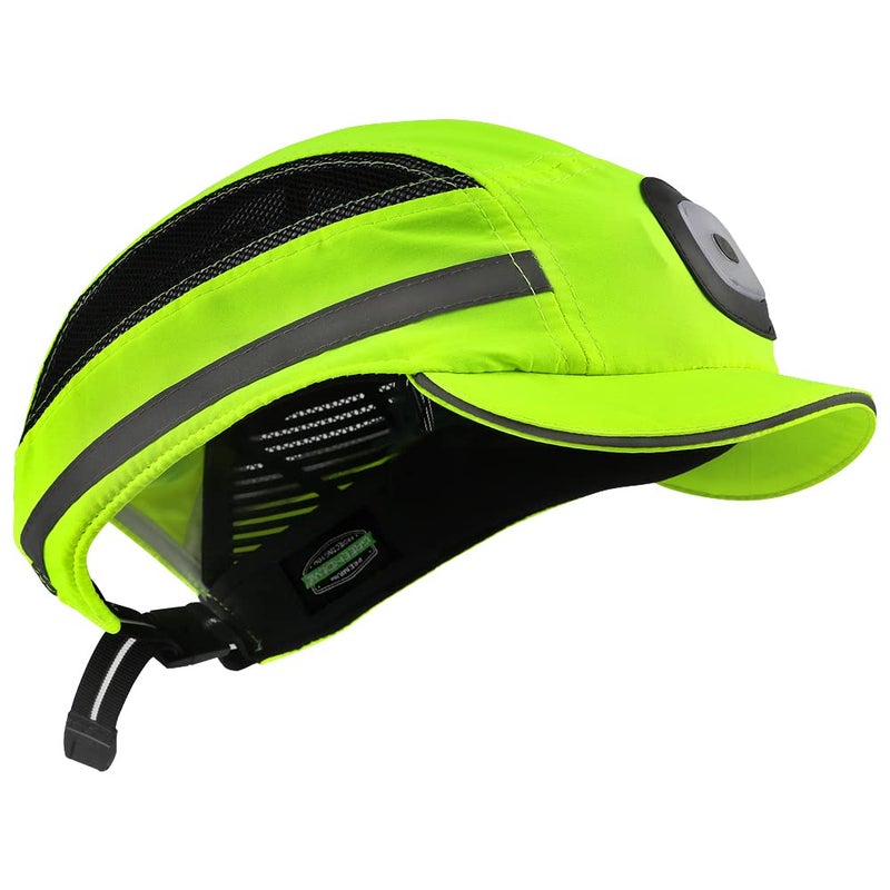 GREEN DEVIL Safety Bump Cap Hat with LED Lighting Baseball Cap Style Safety Hat Breathable Lightweight Hard Hats for Men Women USB Rechargeable Headlamp Bump Hat Lime - Image 1